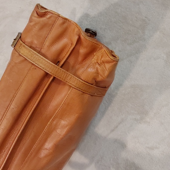 Vintage Genuine Distressed Tan Leather Portfolio Mens Briefcase - Picture 6 of 16